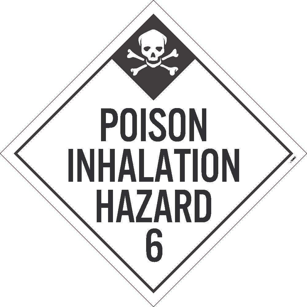 Placard, Poison Inhalation Hazard 6, 10.75X10.75, Pressure Sensitive Vinyl .0045, Pack 10 - DL125P10-eSafety Supplies, Inc