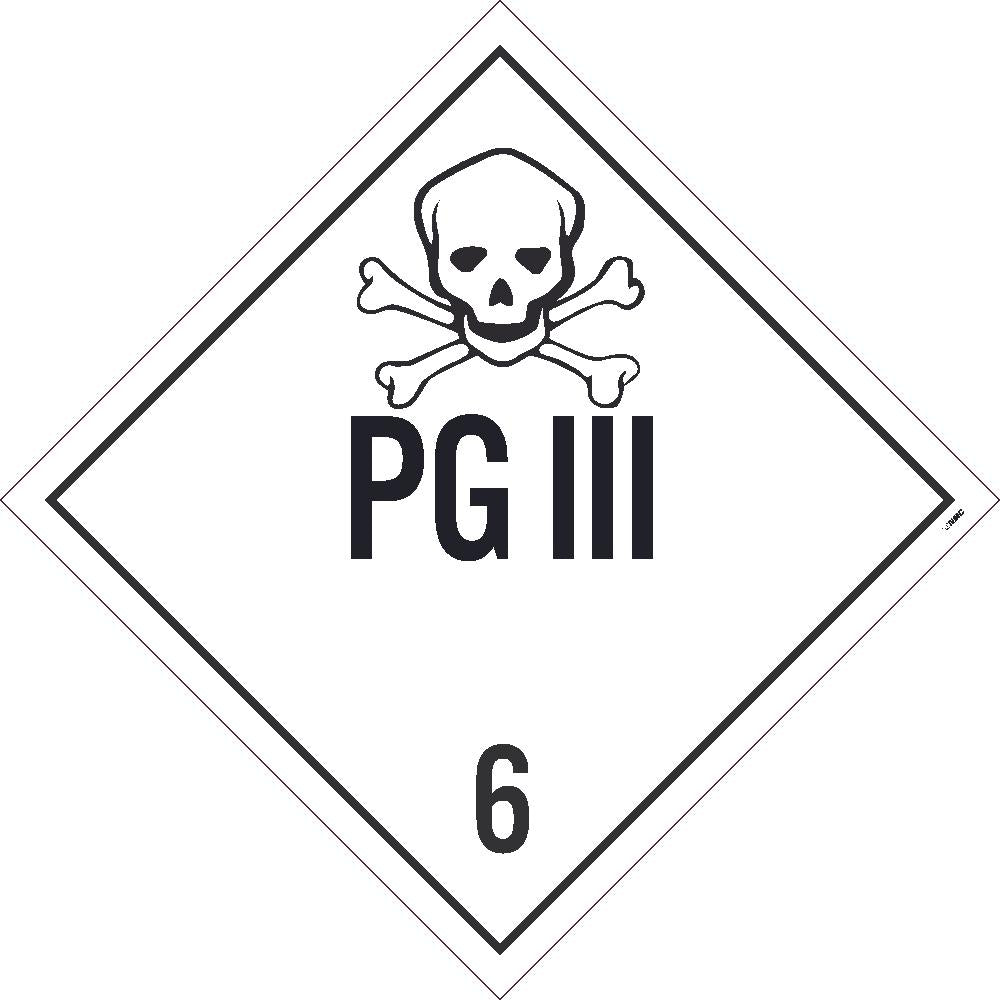 Placard, Poison, Pg Iii 6, 10.75X10.75, Pressure Sensitive Vinyl .0045, Pack 10 - DL127P10-eSafety Supplies, Inc