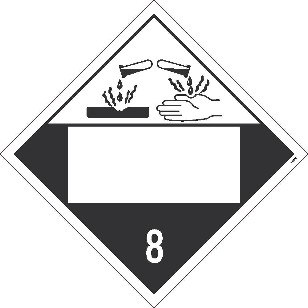 Placard, Corrosive 8, Blank, 10.75X10.75, Removable Ps Vinyl, Pack 100 - DL12BPR100-eSafety Supplies, Inc