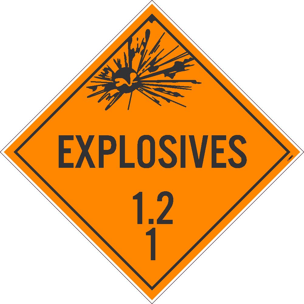 Placard, Explosives 1.2 1, 10.75X10.75, Pressure Sensitive Vinyl .0045, Pack 10 - DL131P25-eSafety Supplies, Inc