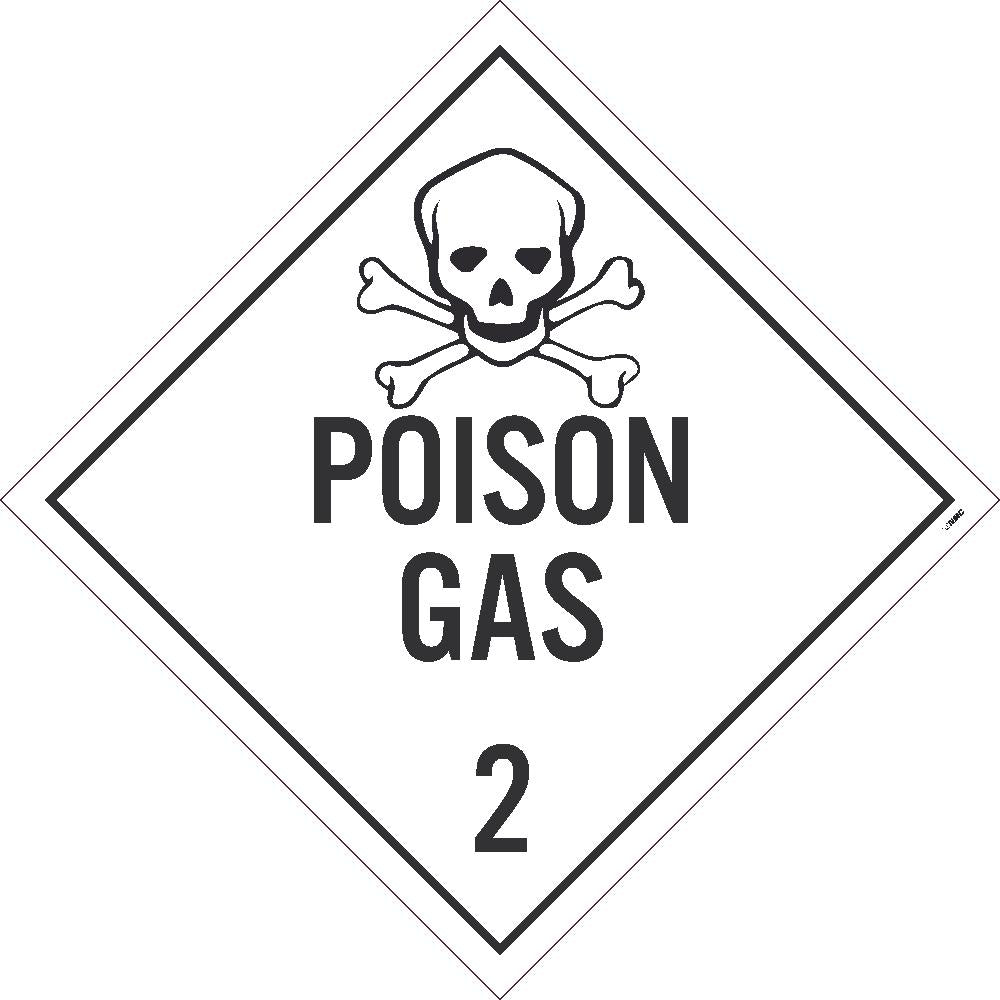 Placard, Poison Gas 2, 10.75X10.75, Pressure Sensitive Vinyl .0045, Pack 25 - DL132P25-eSafety Supplies, Inc