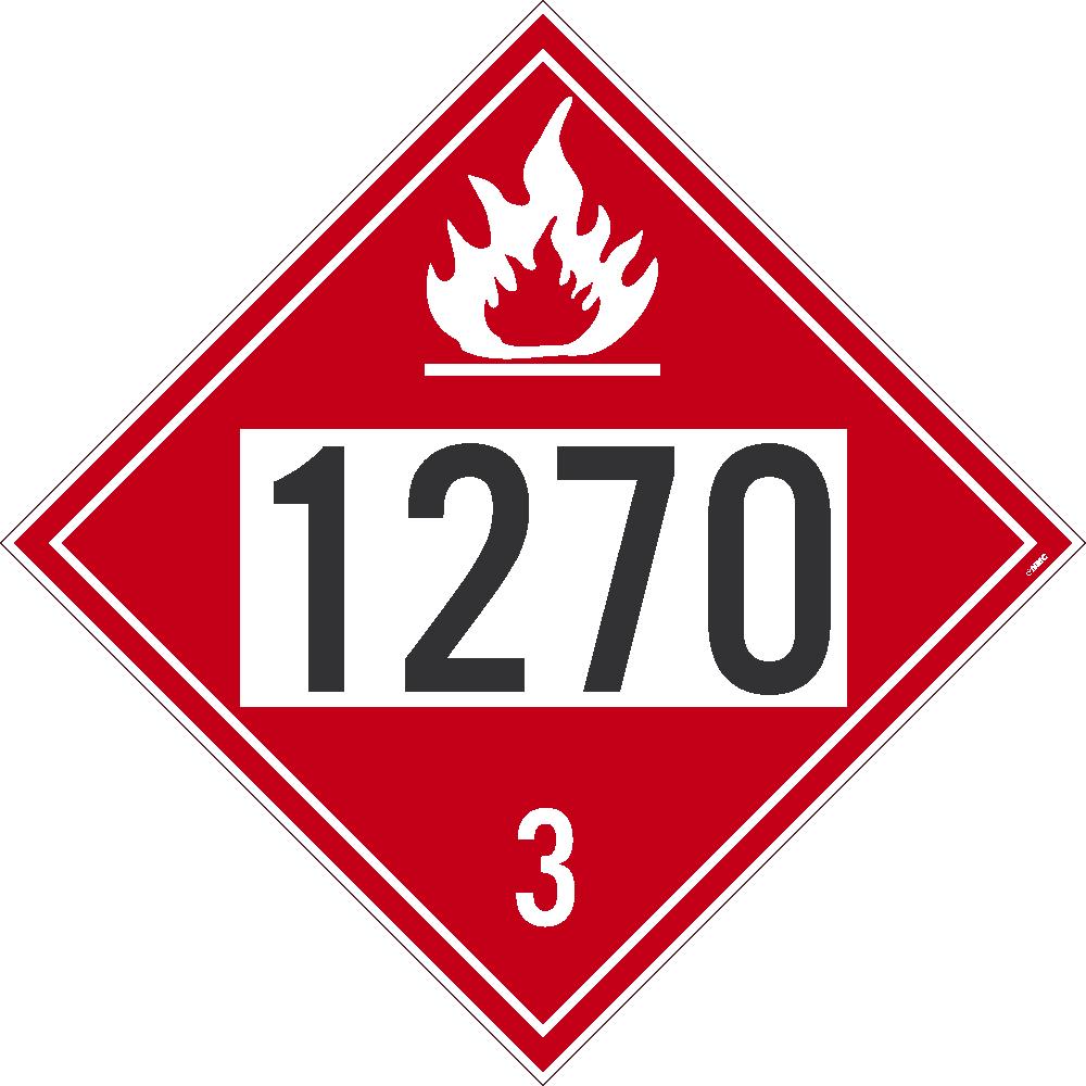 Placard, Petroleum Oil, 1270 3, 10.75X10.75, Removable Ps Vinyl, Pack 25 - DL140BPR25