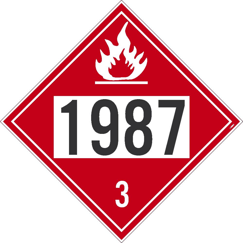 Placard, Alcohols, 1987 3, 10.75X10.75, Pressure Sensitive Vinyl .0045, Pack 10 - DL143BP10-eSafety Supplies, Inc