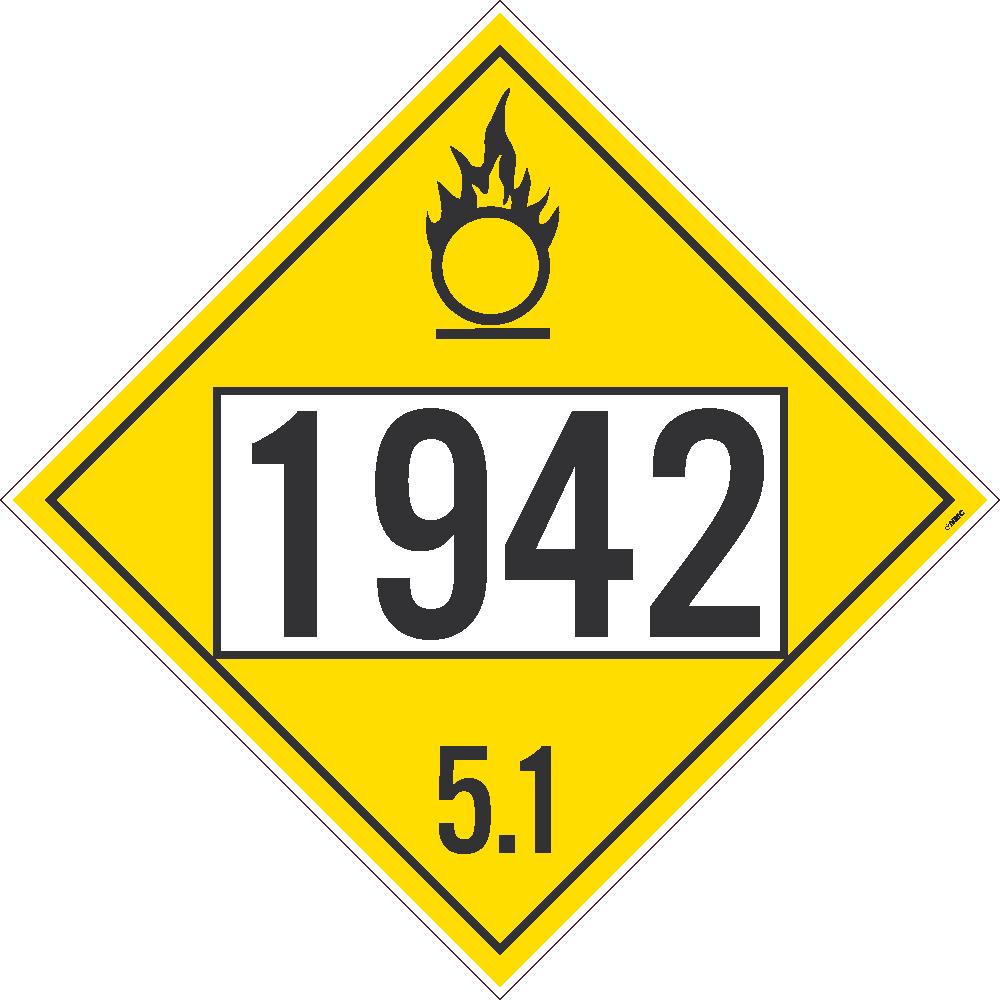Placard, Ammonium Nitrate, 1942 5.1, 10.75X10.75, Pressure Sensitive Vinyl .0045, Pack 100 - DL145BP100-eSafety Supplies, Inc