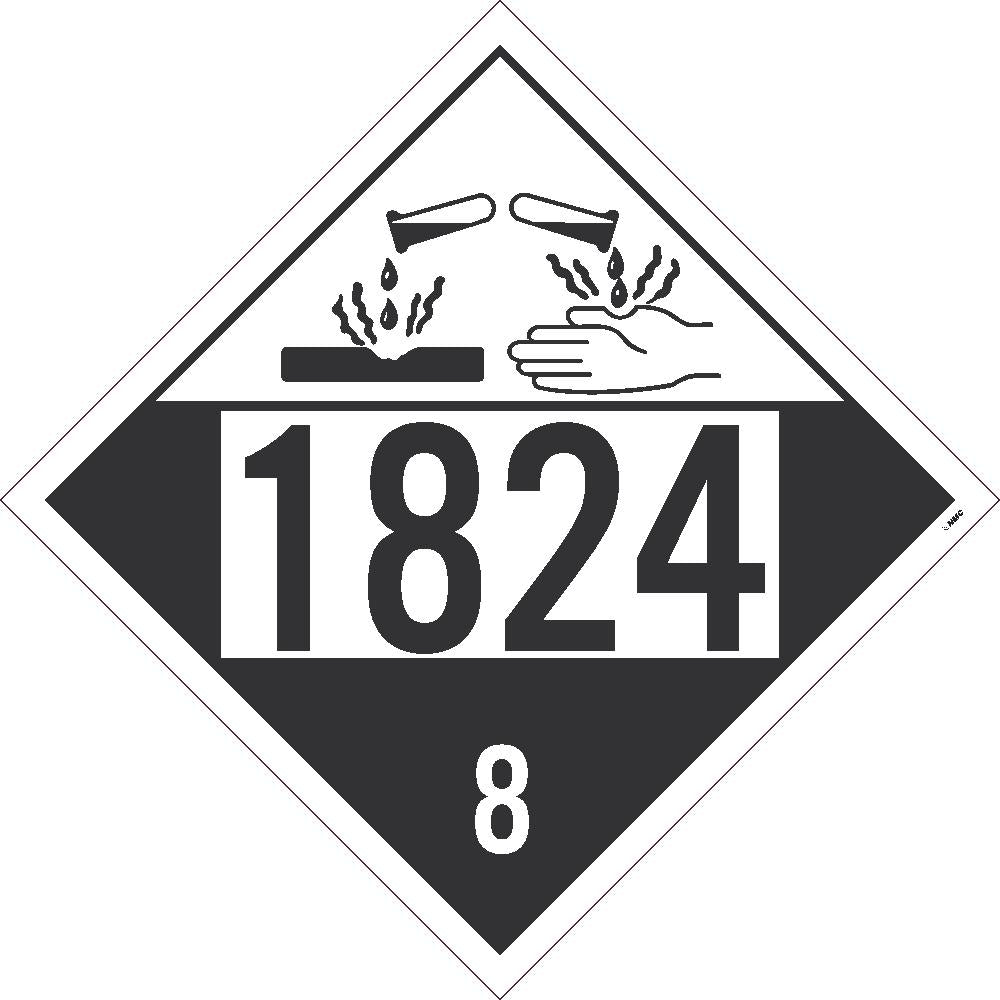 Placard, Sodium Hydroxide, 1824 8, 10.75X10.75, Tag Board, Card Stock, Pack 50 - DL147BTB50-eSafety Supplies, Inc