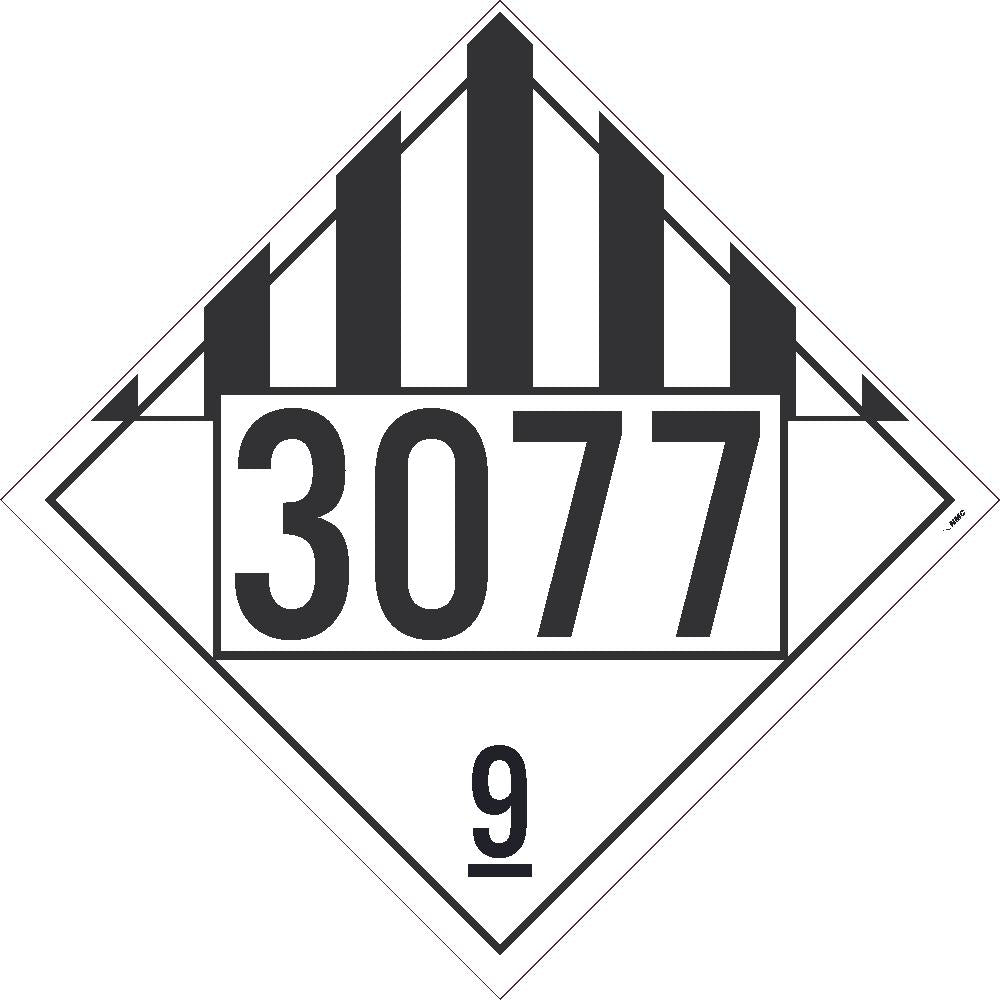 Placard, Miscellaneous Goods, Class 9, Four Digit 3077, 10.75X10.75, Pvc, Flexible Pvc, .015 Unrippable Vinyl - DL148BUV-eSafety Supplies, Inc