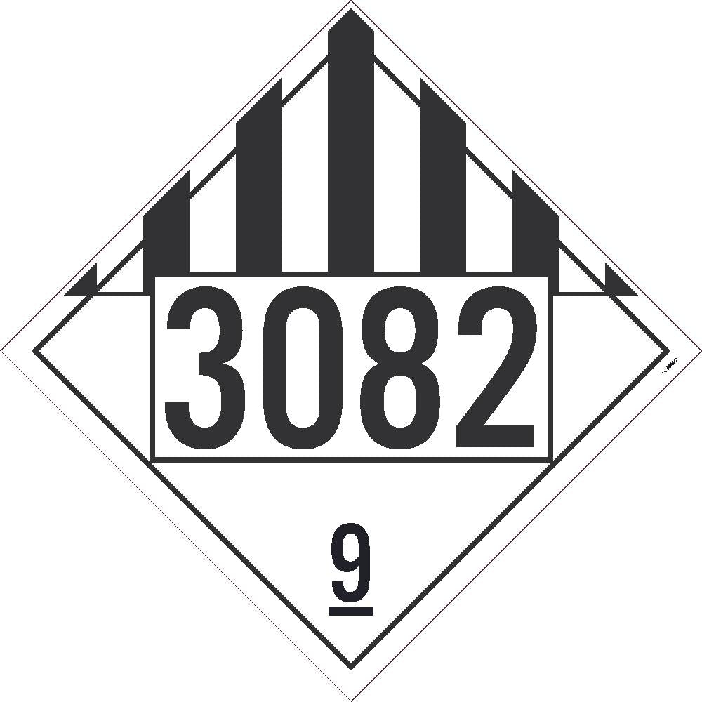 Placard, Miscellaneous Goods, Class 9, Four Digit 3082, 10.75X10.75, Pvc, Flexible Pvc, .015 Unrippable Vinyl - DL149BUV-eSafety Supplies, Inc
