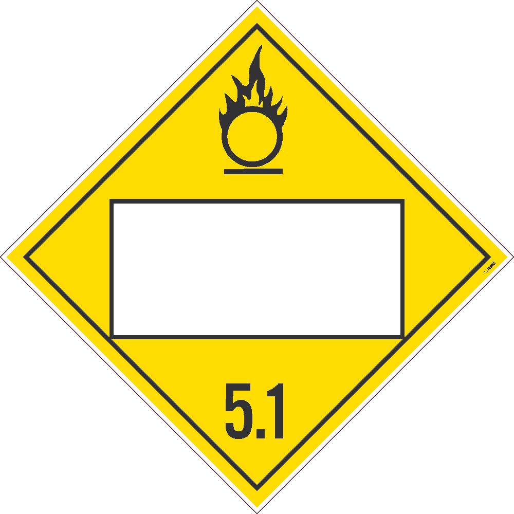 Placard, Oxidizer 5.1, Blank, 10.75X10.75, Removable Ps Vinyl, Pack 25 - DL14BPR25-eSafety Supplies, Inc