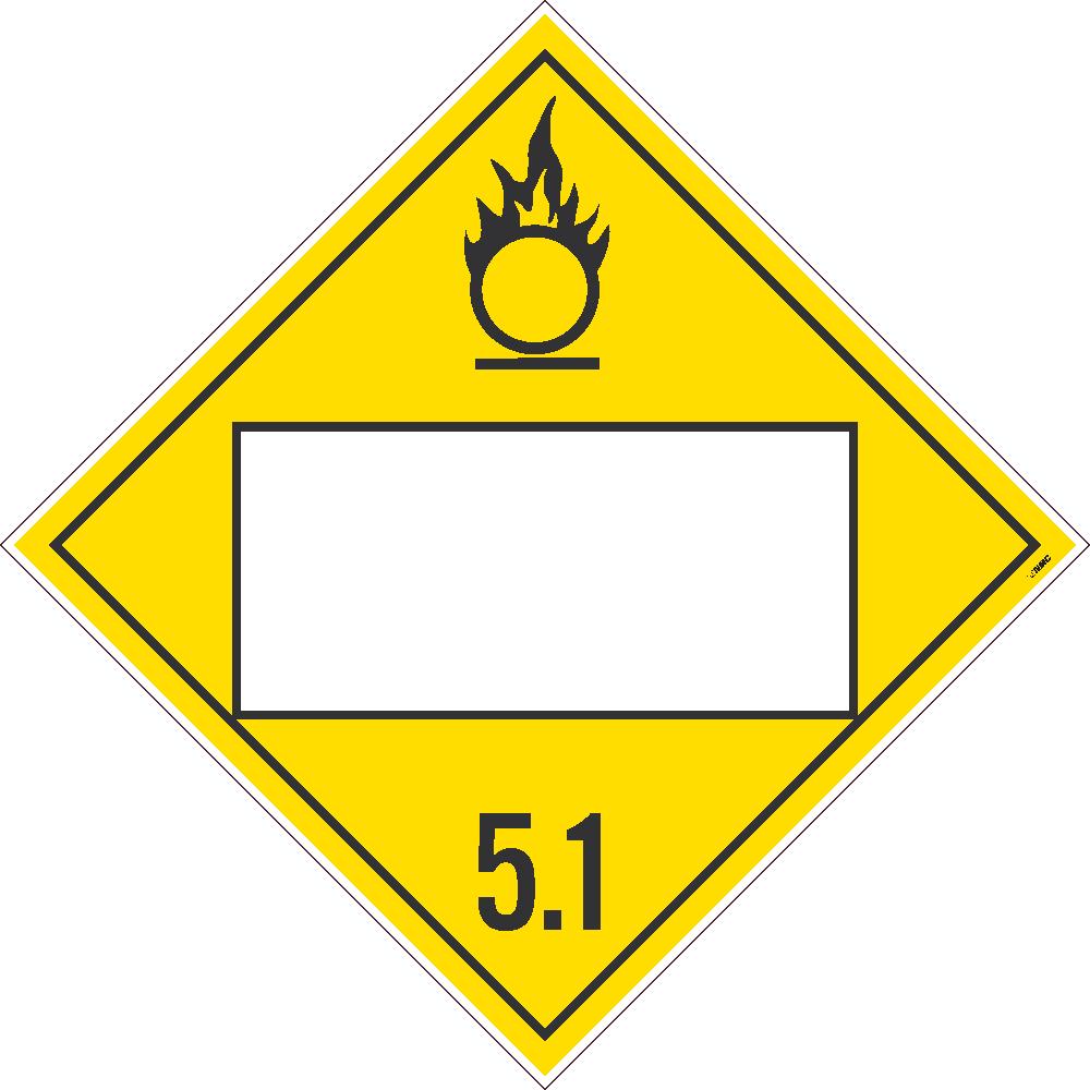 Placard, Oxidizer 5.1, Blank, 10.75X10.75, Removable Ps Vinyl, Pack 50 - DL14BPR50-eSafety Supplies, Inc