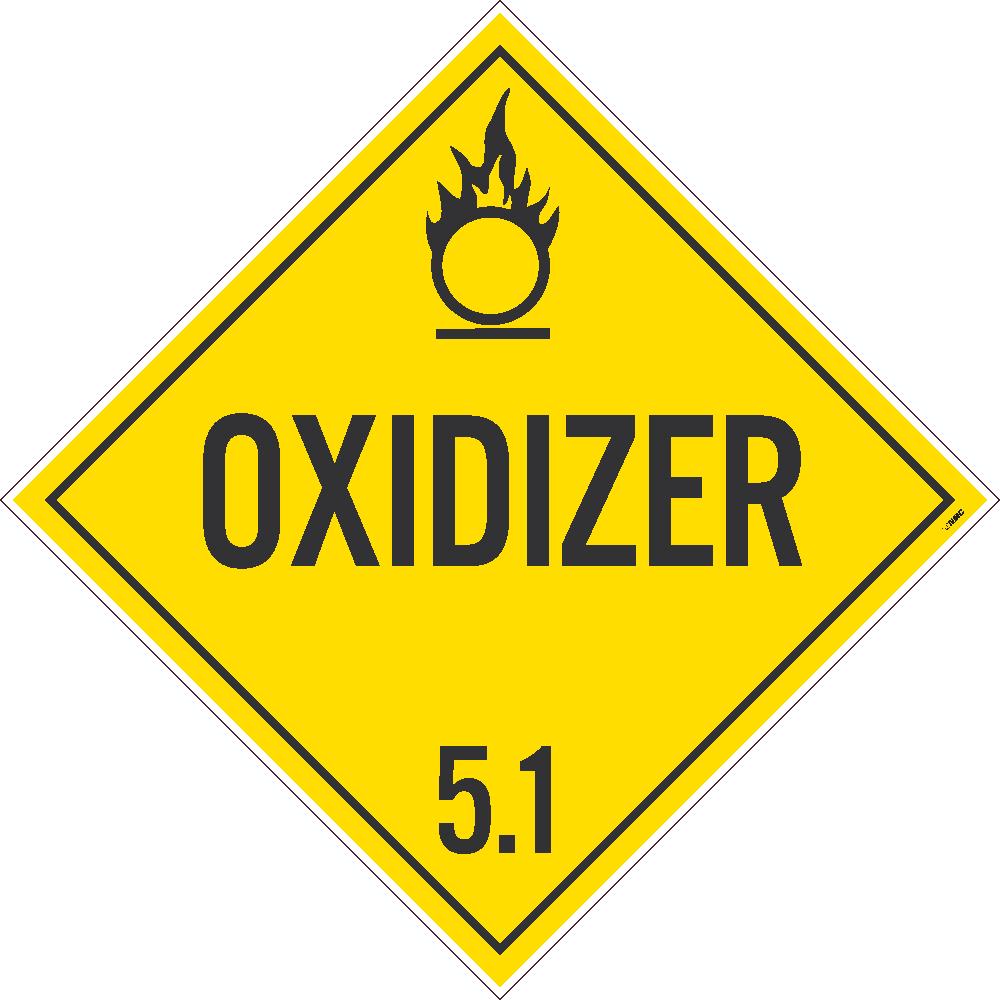 Placard, Oxidizer 5.1, 10.75X10.75, Removable Ps Vinyl, Pack 50 - DL14PR50-eSafety Supplies, Inc
