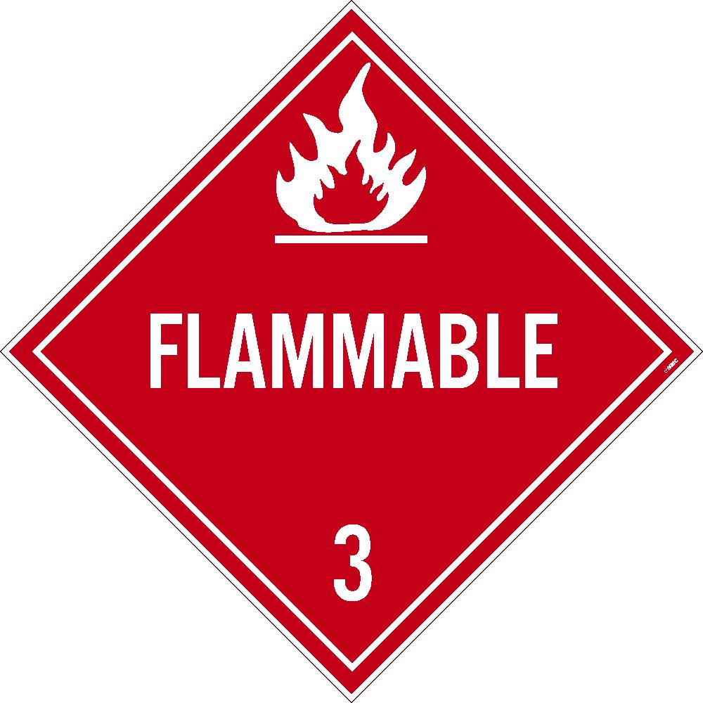 Placard, Flammable 3, 10.75X10.75, Pvc, Flexible Pvc, .015 Unrippable Vinyl, Pack 25 - DL158UV25-eSafety Supplies, Inc