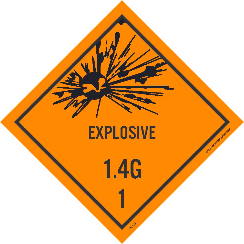 Dot Shipping Label, 1.4 Explosive, G, 1, 4X4, Ps Paper, 500/Roll - DL172AL-eSafety Supplies, Inc