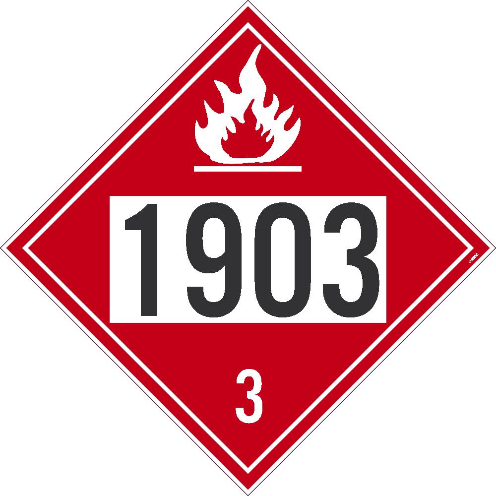 Placard, Flammable 1903 3, 10.75X10.75, Pvc, Flexible Pvc, .015 Unrippable Vinyl, Pack 50 - DL177BUV50-eSafety Supplies, Inc