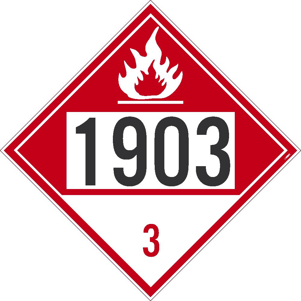 Placard, Flammable 1903 3, 10.75X10.75, Pvc, Flexible Pvc, .015 Unrippable Vinyl, Pack 50 - DL178BUV50-eSafety Supplies, Inc
