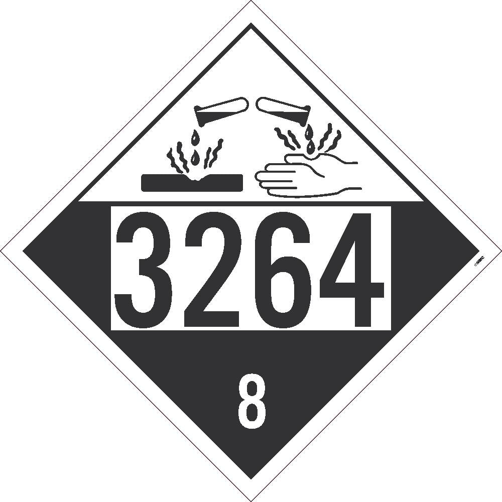 Placard, Corrosive 3264 8, 10.75X10.75, Pvc, Flexible Pvc, .015 Unrippable Vinyl, Pack 100 - DL181UV100-eSafety Supplies, Inc