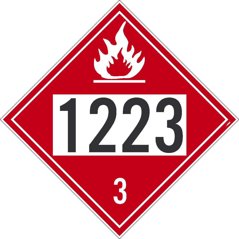 Placard, Flammable 1223 3, 10.75X10.75, Removable Ps Vinyl, Pack 100 - DL182PR100-eSafety Supplies, Inc