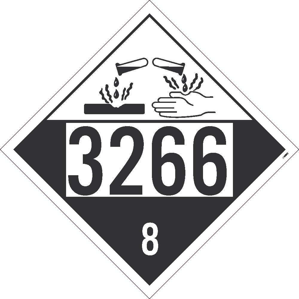 Placard, Corrosive 3266 8, 10.75X10.75, Pvc, Flexible Pvc, .015 Unrippable Vinyl - DL185UV-eSafety Supplies, Inc