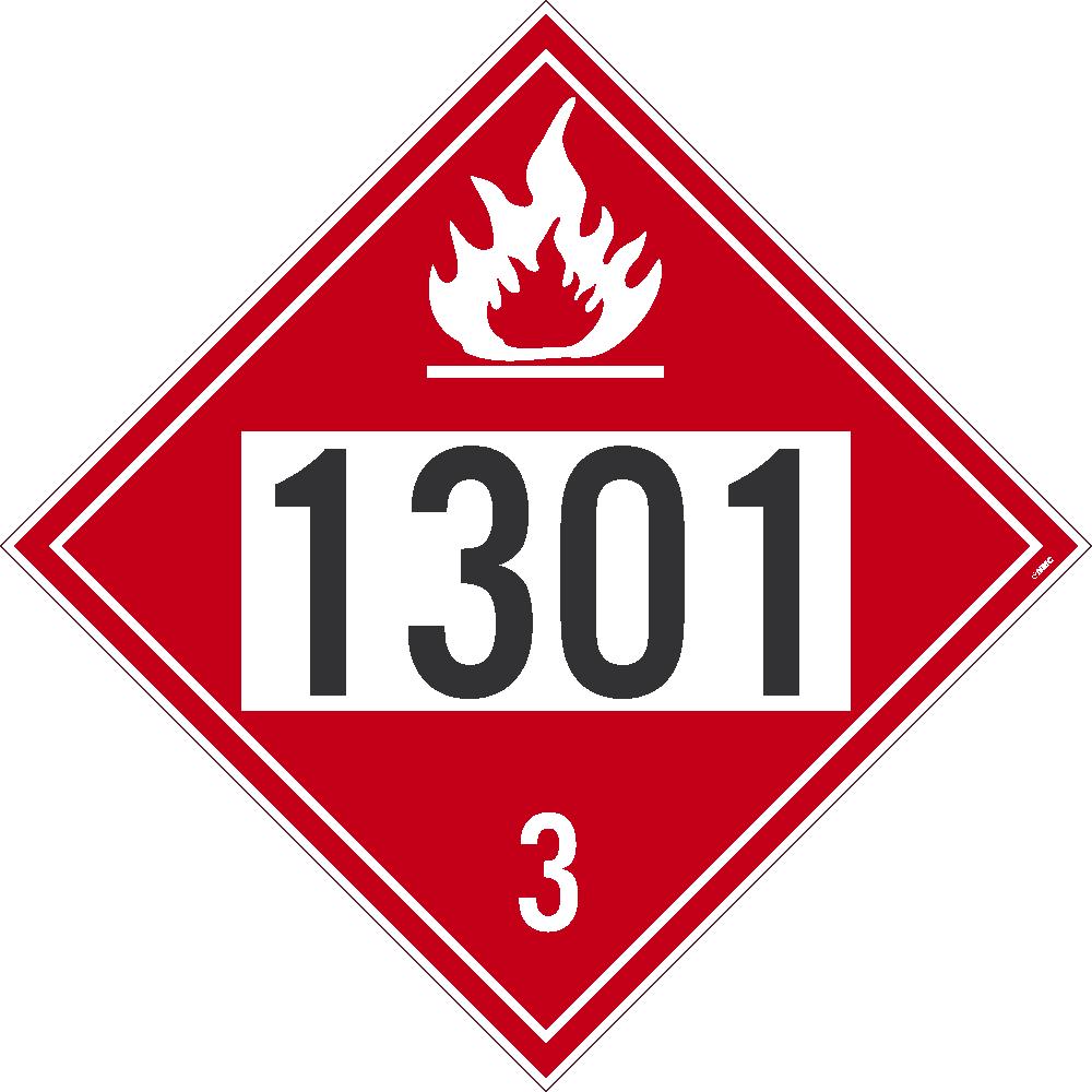 Placard, Flammable 1301 3, 10.75X10.75, Removable Ps Vinyl, Pack 25 - DL186PR25-eSafety Supplies, Inc