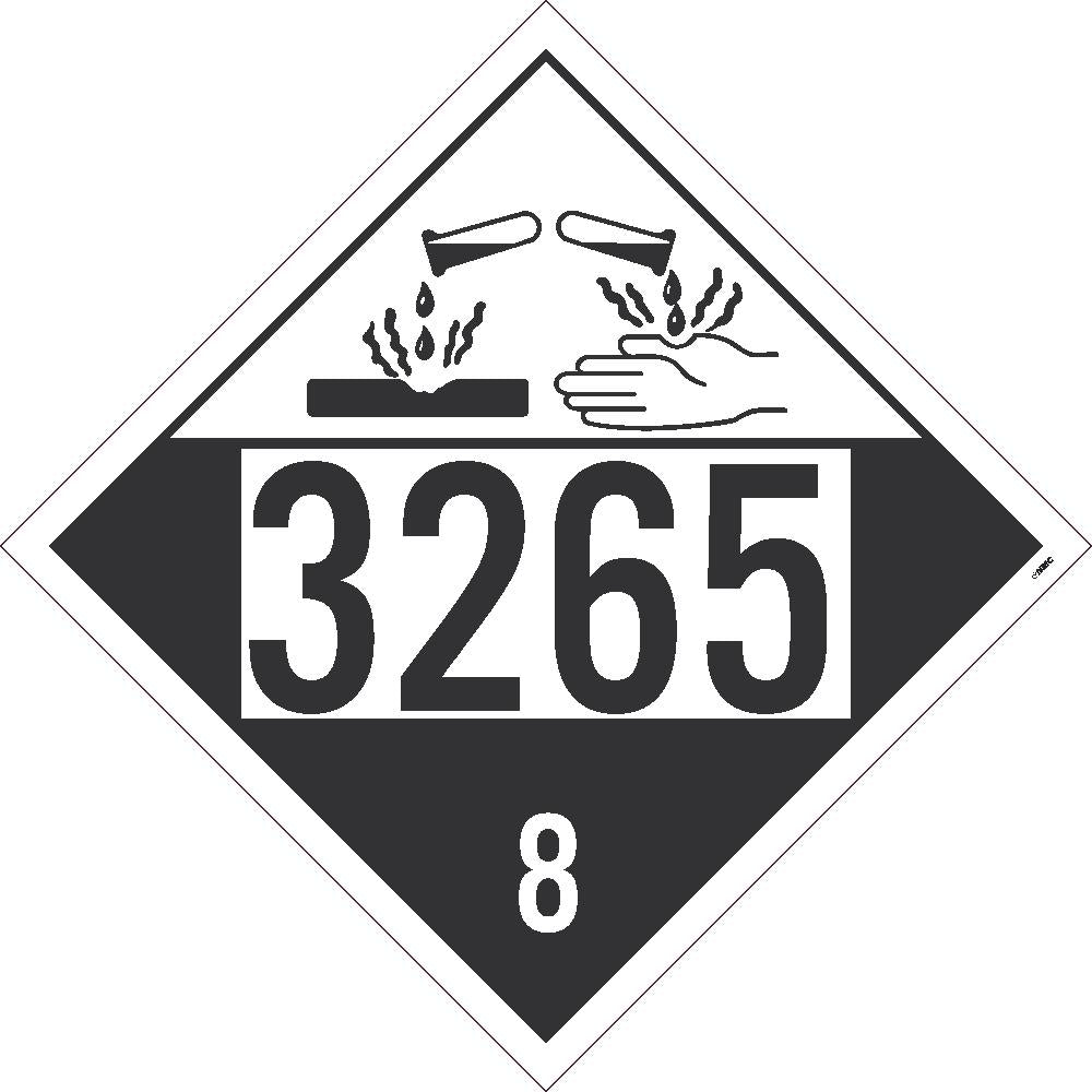 Placard, Corrosive 3265 8, 10.75X10.75, Pvc, Flexible Pvc, .015 Unrippable Vinyl - DL187UV-eSafety Supplies, Inc