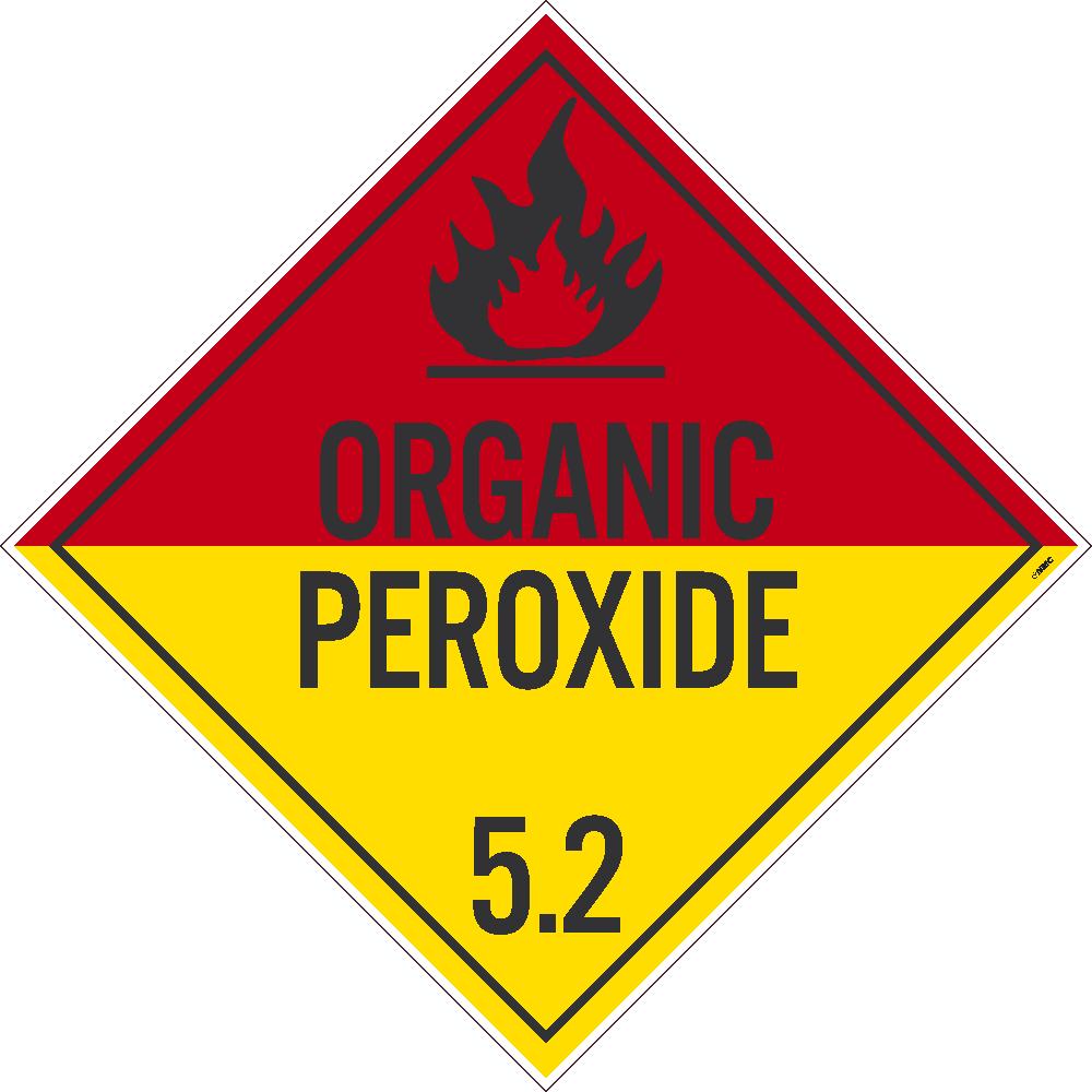 Placard, Organic Peroxide 5.2, 10.75X10.75, Removable Ps Vinyl, Pack 100 - DL18PR100-eSafety Supplies, Inc