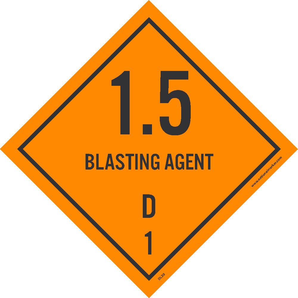 Dot Shipping Label, 1.5 Blasting Agent D, A, 4X4, Ps Vinyl, 500/Roll - DL20ALV-eSafety Supplies, Inc