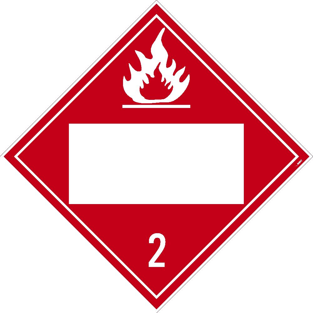 Placard, Flammable Gas 2, Blank, 10.75X10.75, Removable Ps Vinyl, Pack 100 - DL2BPR100-eSafety Supplies, Inc