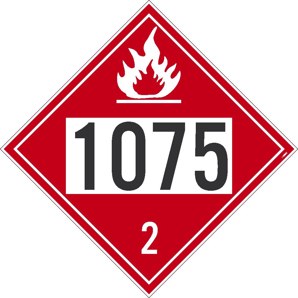 Placard, Petroleum, Four Digit 1075, 10.75X10.75, Pvc, Flexible Pvc, .015 Unrippable Vinyl - DL42BUV-eSafety Supplies, Inc