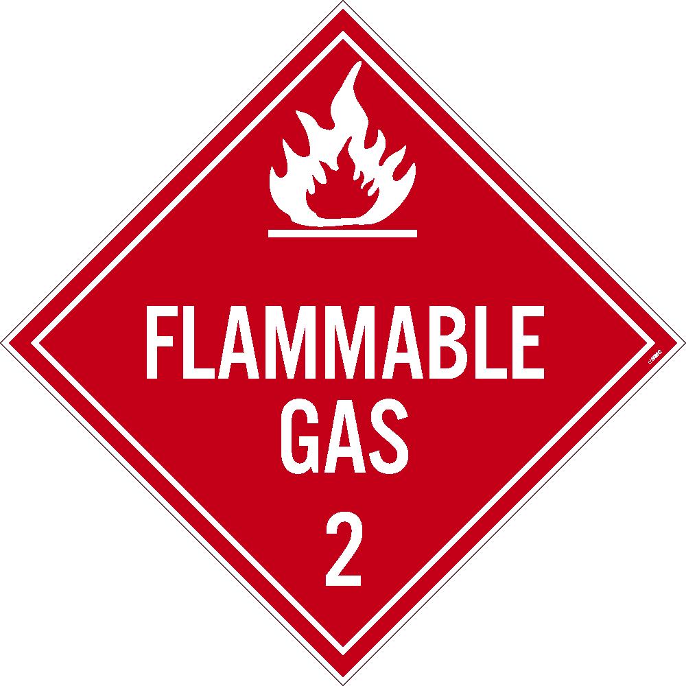 Placard, Flammable Gas 2, 10.75X10.75, Pvc, Flexible Pvc, .015 Unrippable Vinyl, Pack 25 - DL46UV25-eSafety Supplies, Inc