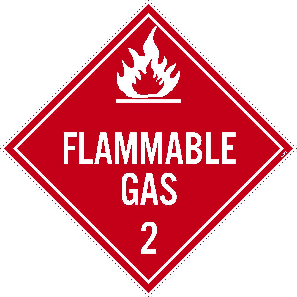 Placard, Flammable Gas 2, 10.75X10.75, Pvc, Flexible Pvc, .015 Unrippable Vinyl, Pack 50 - DL46UV50-eSafety Supplies, Inc