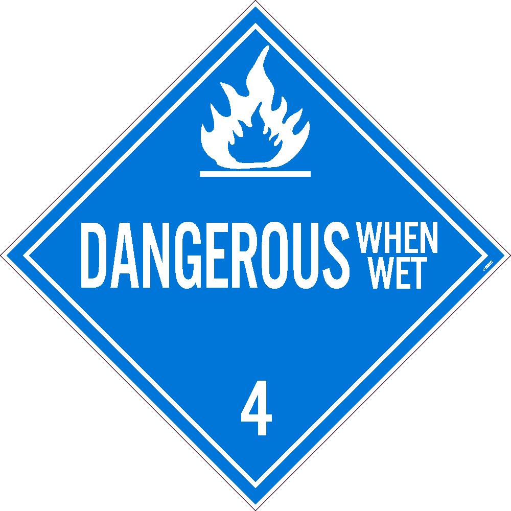 Placard, Dangerous When Wet 4, 10.75X10.75, Pressure Sensitive Vinyl .0045, Pack 25 - DL47P25-eSafety Supplies, Inc