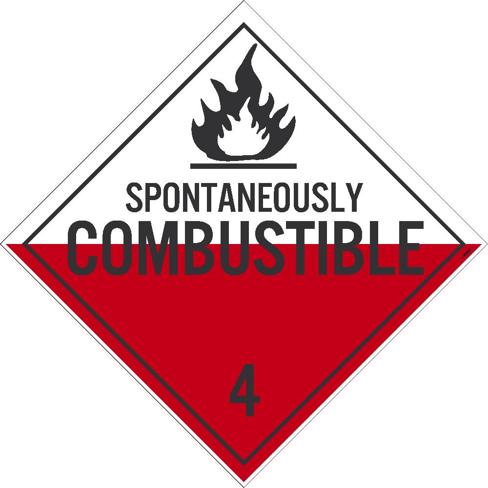 Placard, Spontaneously Combustible 4, 10.75X10.75, Tag Board, Card Stock, Pack 100 - DL48TB100-eSafety Supplies, Inc