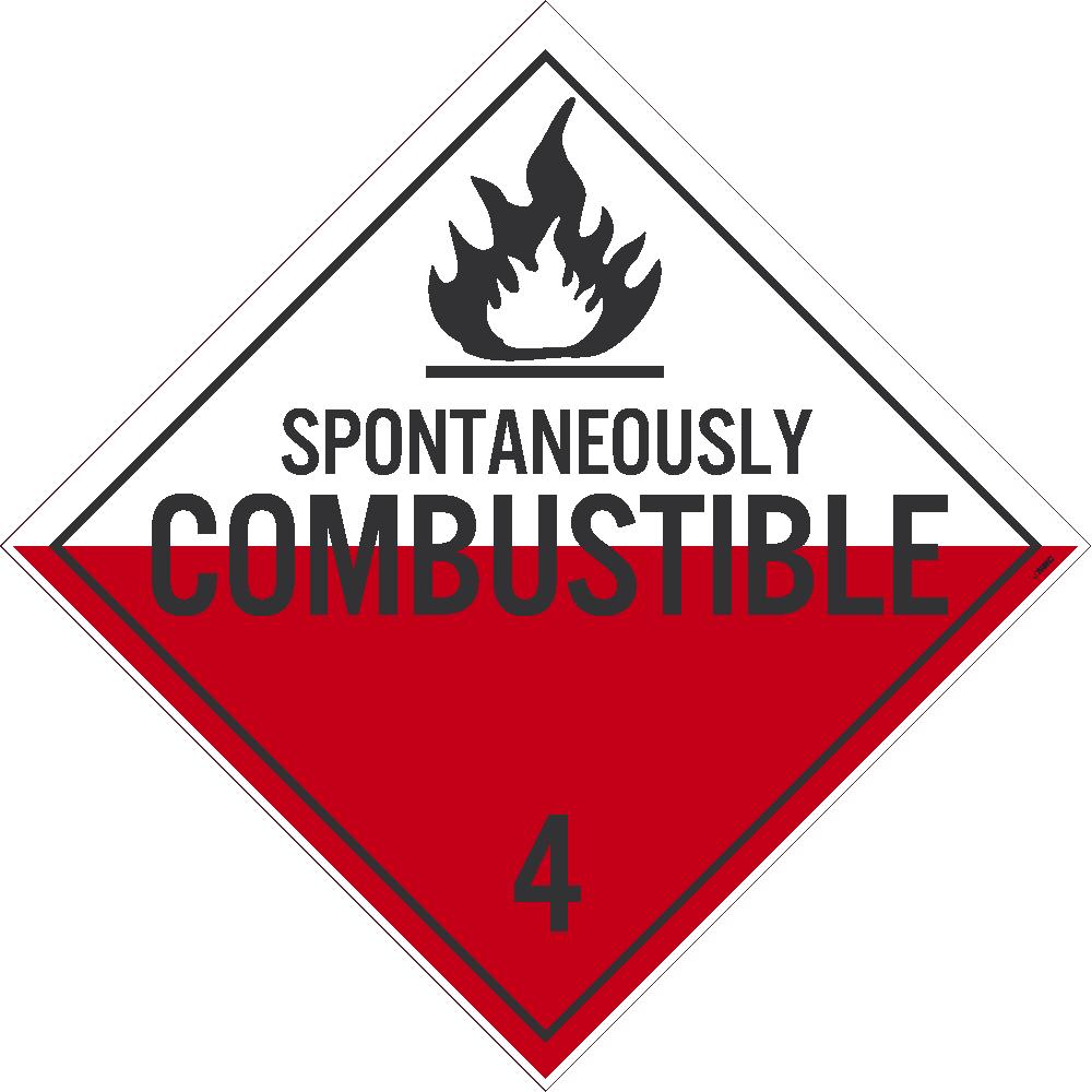 Placard, Spontaneously Combustible 4, 10.75X10.75, Pvc, Flexible Pvc, .015 Unrippable Vinyl, Pack 10 - DL48UV10-eSafety Supplies, Inc
