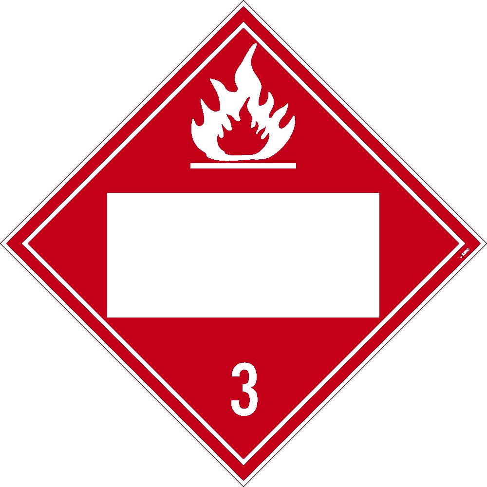 Placard, Flammable 3, Blank, 10.75X10.75, Pvc, Flexible Pvc, .015 Unrippable Vinyl, Pack 50 - DL4BUV50-eSafety Supplies, Inc