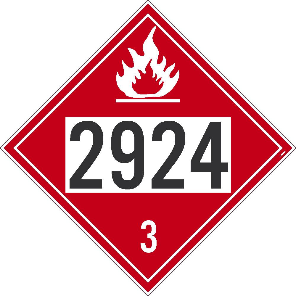Placard, Flammable 2924 3, 10.75X10.75, Rigid Plastic - DL650R-eSafety Supplies, Inc