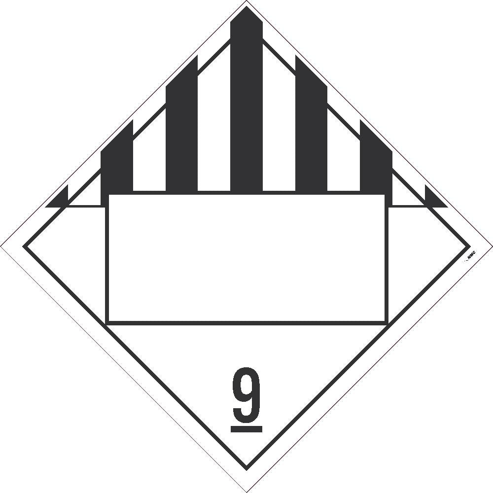 Placard, Miscellaneous Goods, Class 9, Blank, 10.75X10.75, Pvc, Flexible Pvc, .015 Unrippable Vinyl, Pack 50 - DL67BUV50-eSafety Supplies, Inc