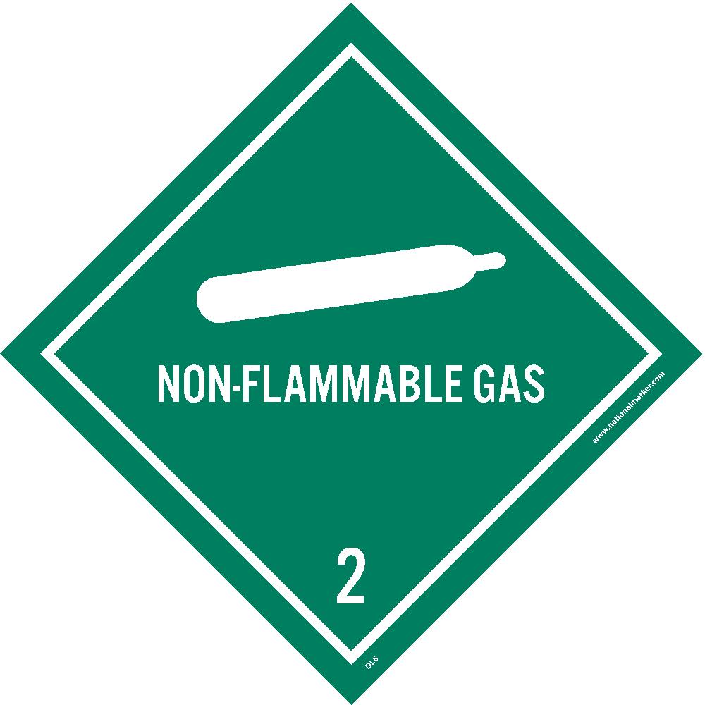 Non-Flammable Gas 2 Dot Placard Label - Pack of 25-eSafety Supplies, Inc