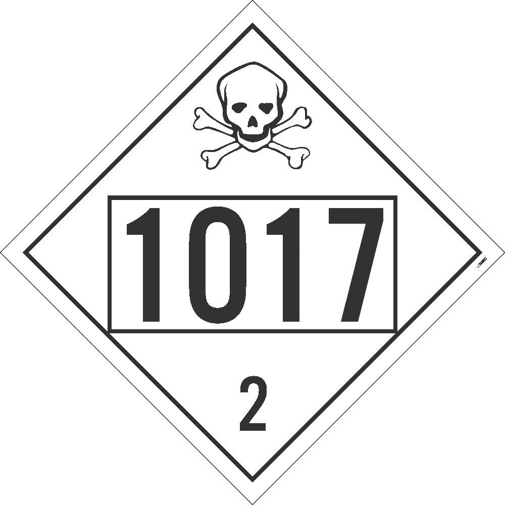Placard, Chlorine, Four Digit 1017, 10.75X10.75, Pvc, Flexible Pvc, .015 Unrippable Vinyl, Pack 100 - DL72BUV100-eSafety Supplies, Inc