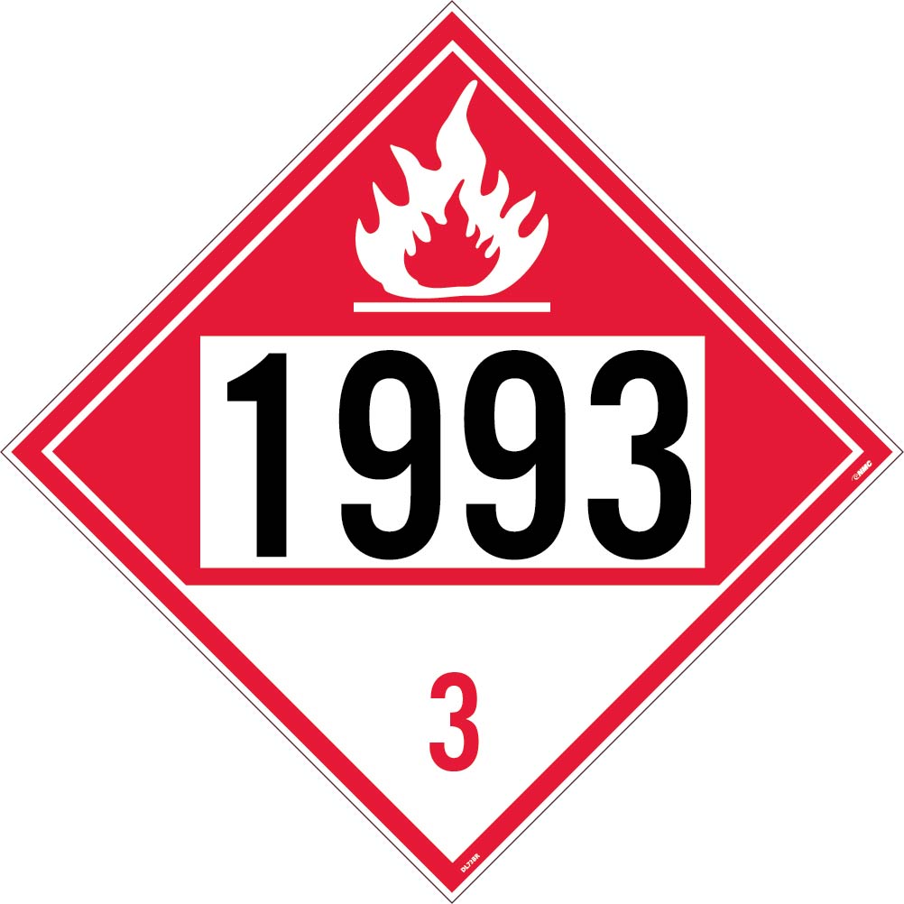Placard, Four Digit 1993, 10 3/4X10 3/4, Rigid Plastic, Pk50 - DL73BR50-eSafety Supplies, Inc