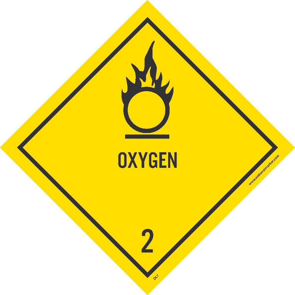 O2 Tank Red Tag Oxygen 2 Dot Placard Label - Roll