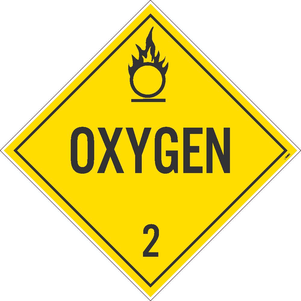 Placard, Oxygen 2, 10.75X10.75, Removable Ps Vinyl, Pack 50 - DL7PR50-eSafety Supplies, Inc