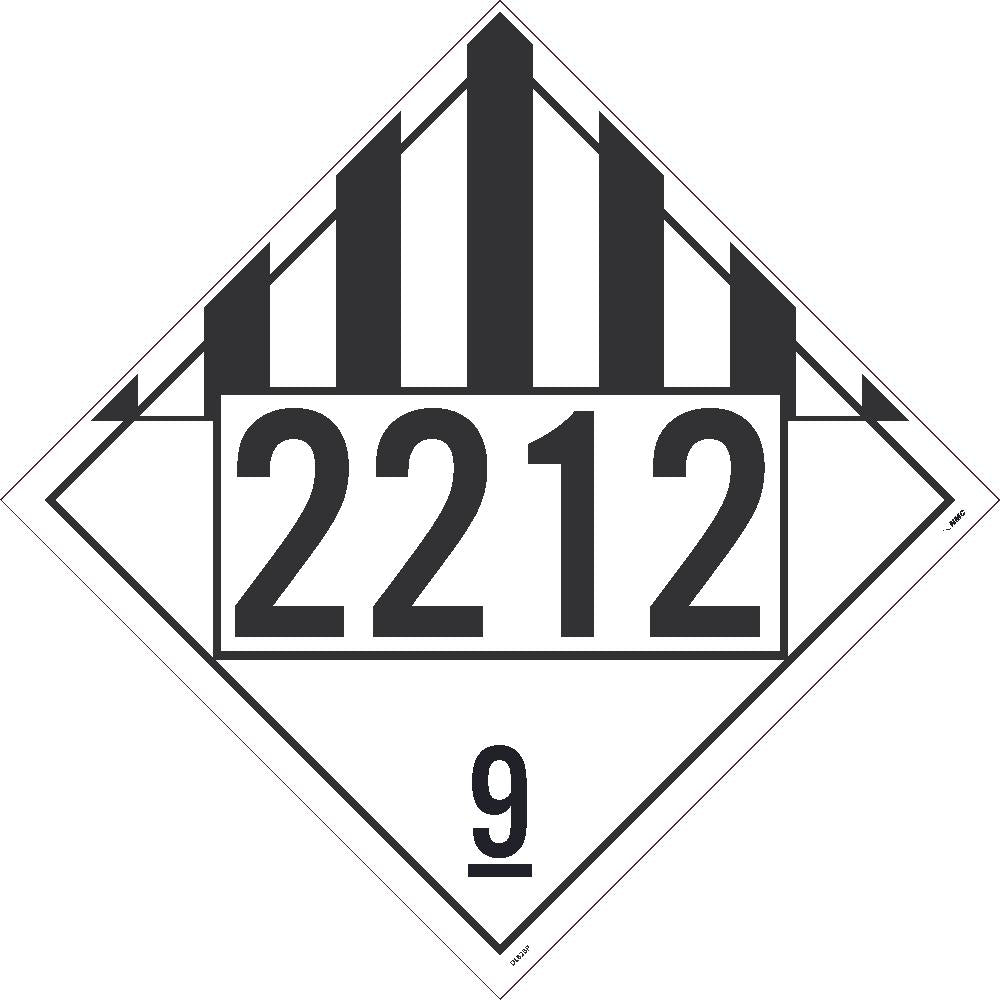 Placard, Miscellaneous Goods, Class 9, Four Digit 2212, 10.75X10.75, Tag Board, Card Stock, Pack 50 - DL82BTB50-eSafety Supplies, Inc