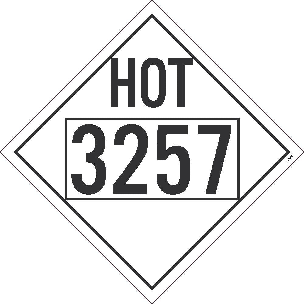 Placard, Hot, 3257, Four Digit, 10.75X10.75, Removable Ps Vinyl, Pack 100 - DL85BPR100-eSafety Supplies, Inc