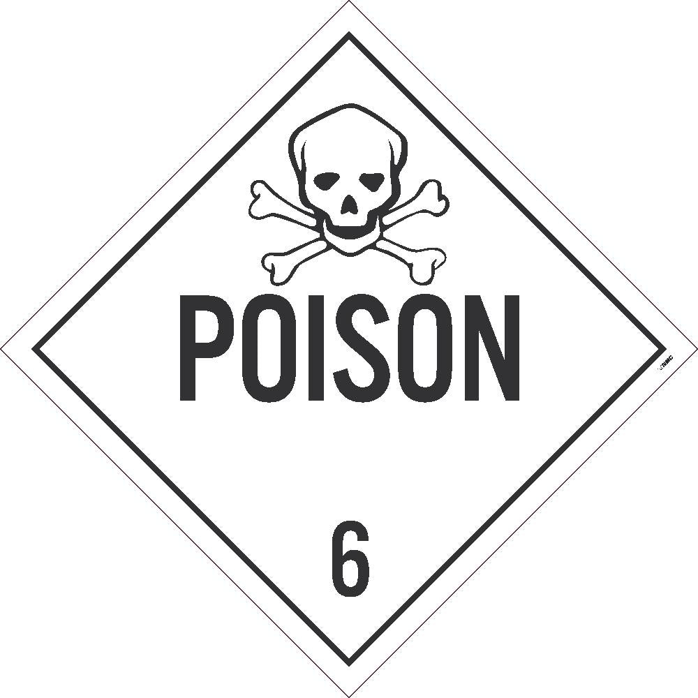 Placard, Poison 6, 10.75X10.75, Pressure Sensitive Vinyl .0045, Pack 50 - DL8P50-eSafety Supplies, Inc