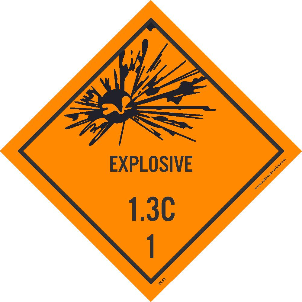 Explosives 1.3L 1 Dot Placard Label - Pack of 25-eSafety Supplies, Inc