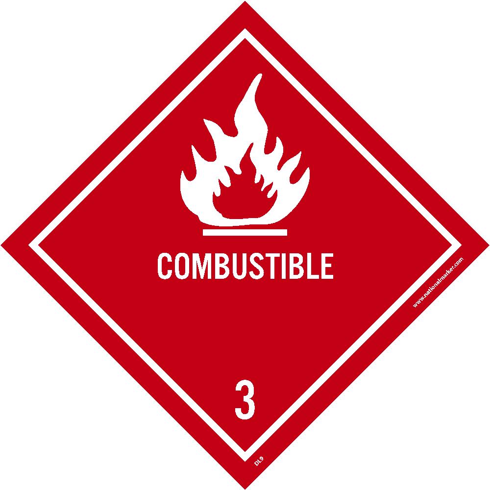 Combustible 3 Dot Placard Label - Roll-eSafety Supplies, Inc
