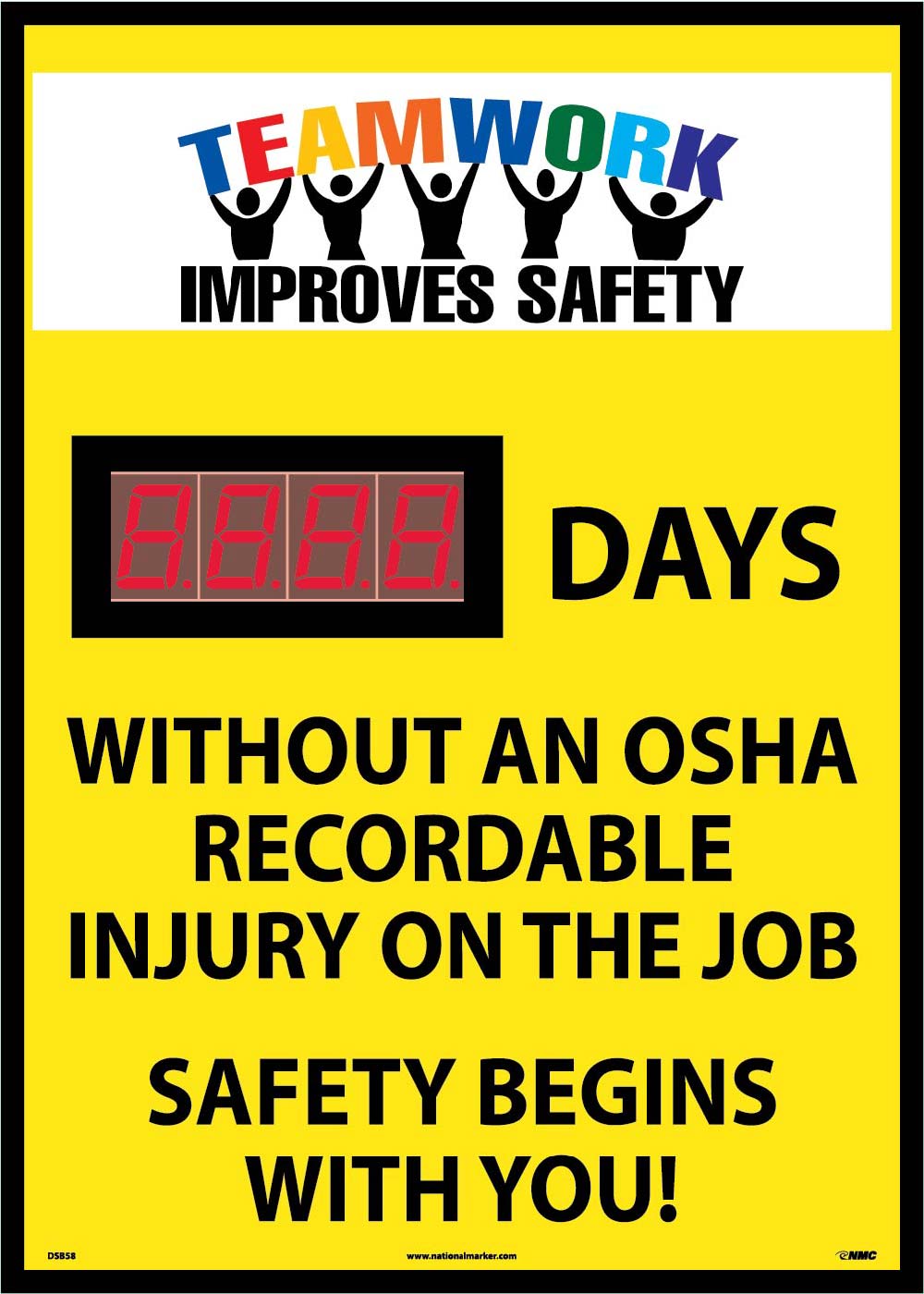 Teamwork Improves Safety Days Without An Osha Recordable Injury Scoreboard-eSafety Supplies, Inc