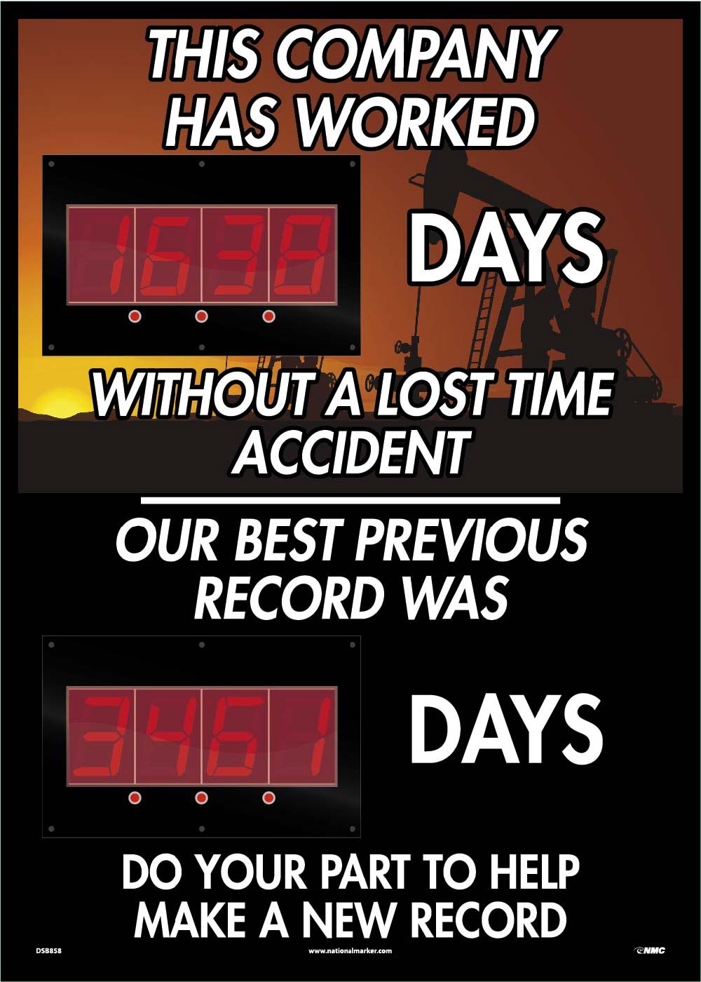 This Company Has Worked Days Without A Lost Time Accident 2 Led Digital Scoreboard-eSafety Supplies, Inc