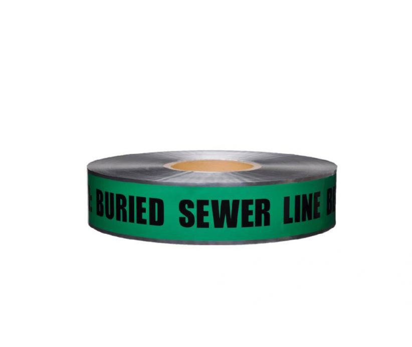 Caution: Buried Sewer Line Below Defender Detectable Warning Tape - Roll-eSafety Supplies, Inc