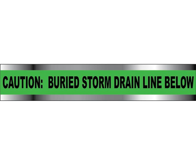Caution: Buried Storm Drain Below Defender Detectable Warning Tape - Roll-eSafety Supplies, Inc