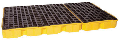 Eagle 78 1/4" X 51 1/2" X 6 1/2" Yellow HDPE 6-Drum Spill Containment Platform With 88 Gallon Spill Capacity Without Drain
